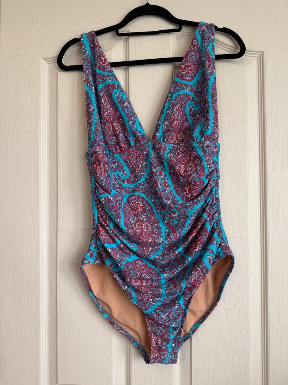 J Crew Turquoise & Purple Paisley One-Piece Swimsuit